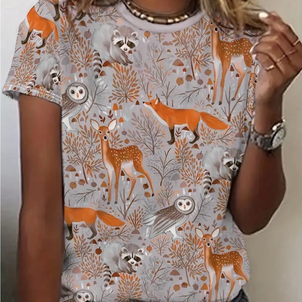 Women's Gray Animal Print Top